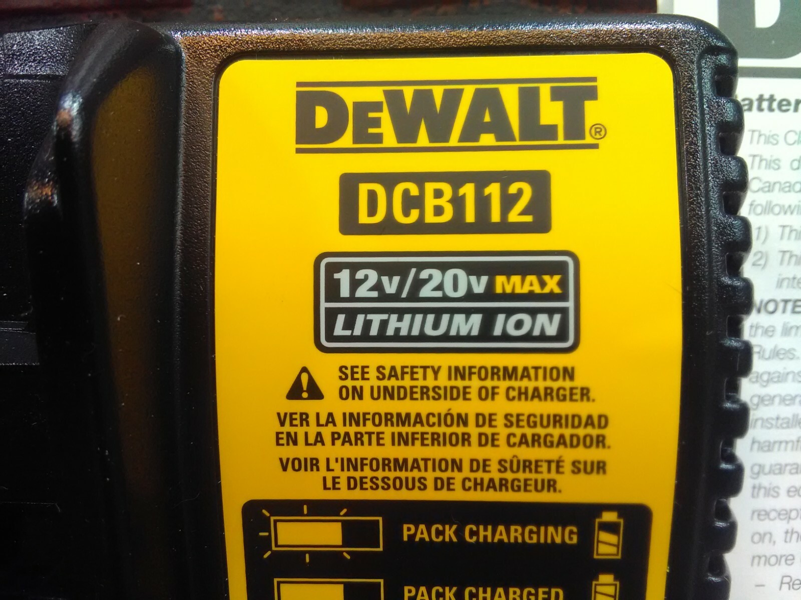 Dewalt OEM DCB112 12V/20V MAX Lithium Ion Battery Charger-***NEW***