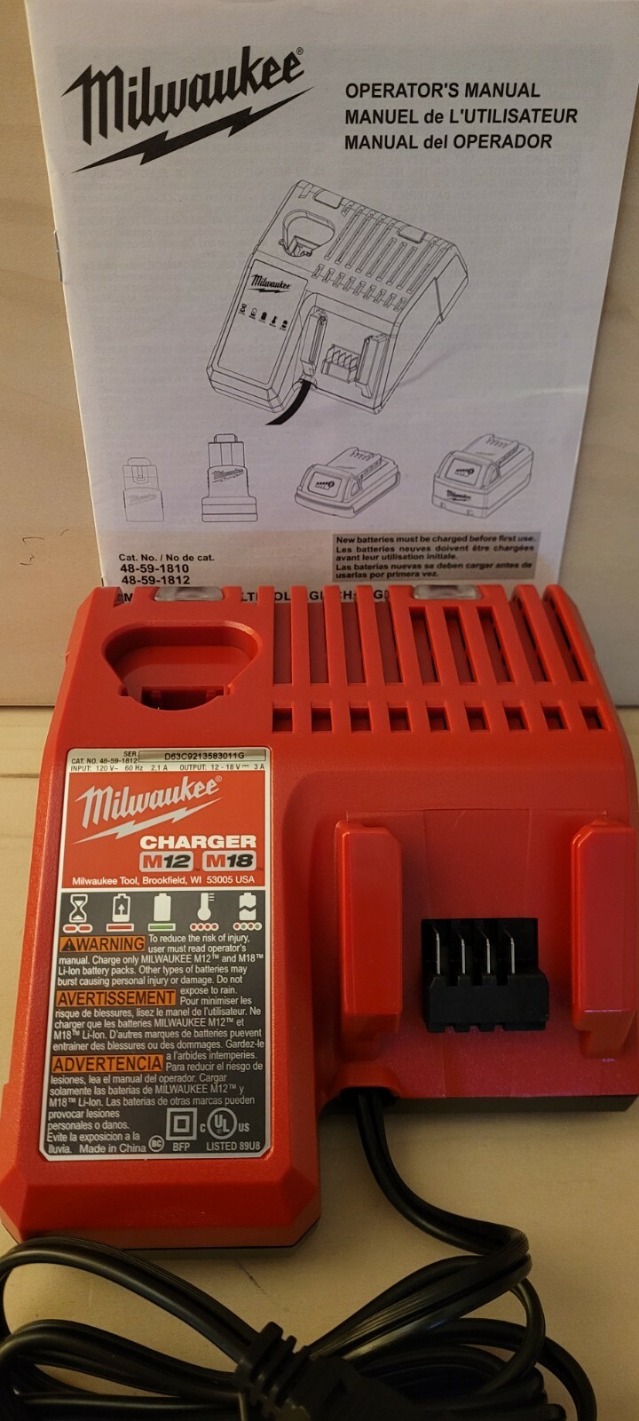 Brand New Milwaukee M18 / M12 Dual Battery Charger Lithium-Ion 48-59-1812
