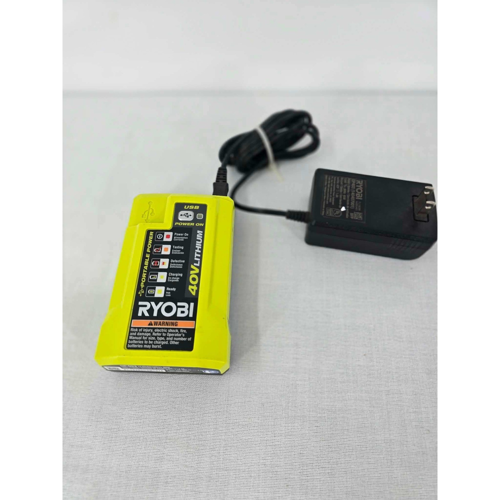 Ryobi 40V Lithium Battery Charger Portable Power Source USB Port OP403A Green