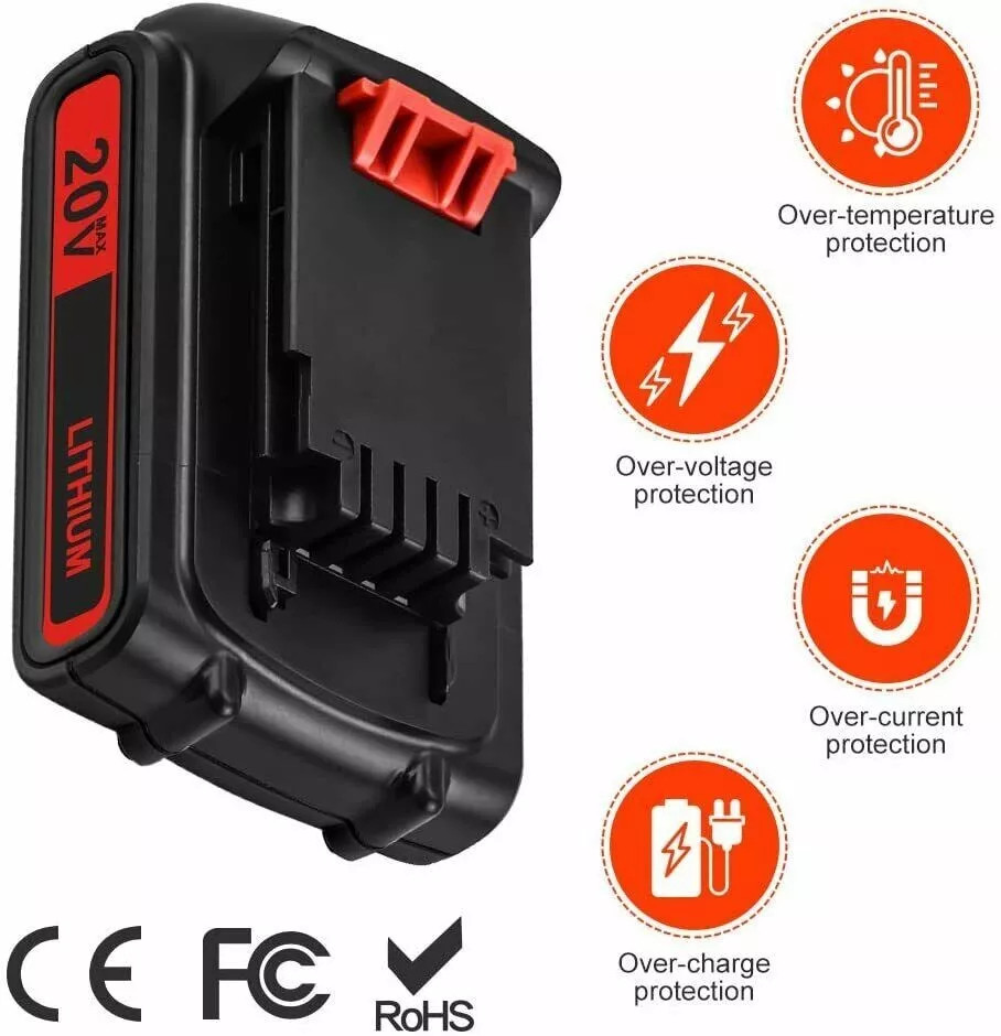 2x 20V 3.0AH Lithium-Ion Battery for Black Decker 20 Volt LB20 LBX20 LBXR20 US