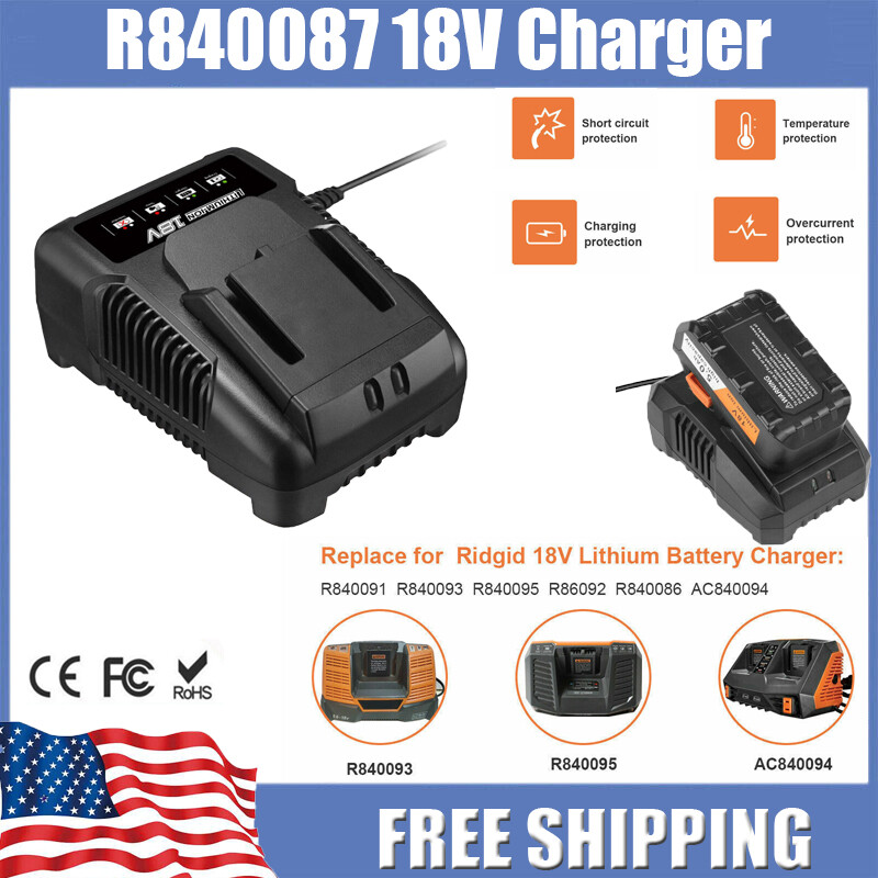 18 Volt Battery Charger For Ridgid 18V R840087 Hyper Lithium R840085 Rigid Tool