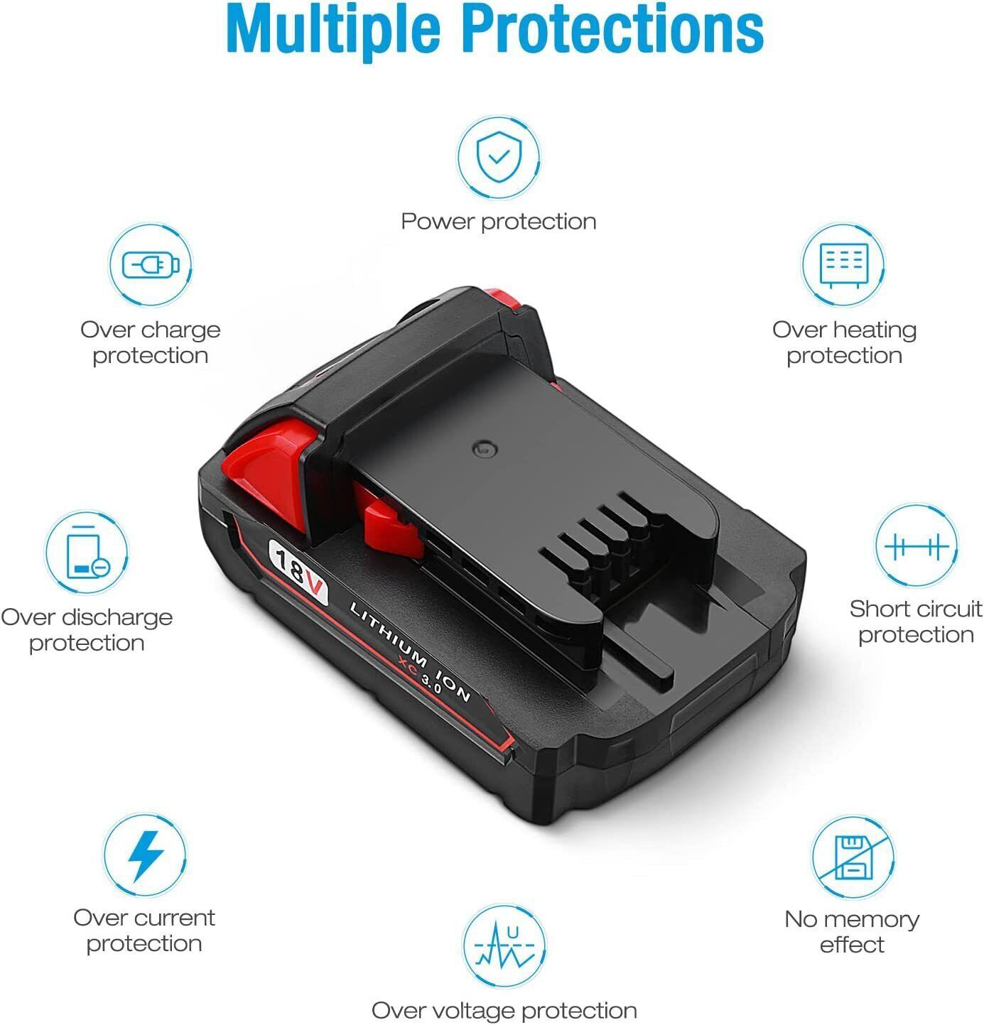 3.0AH Battery Fit For-Milwaukee M18 18V Lithium-ion Extended Capacity 48-11-1860